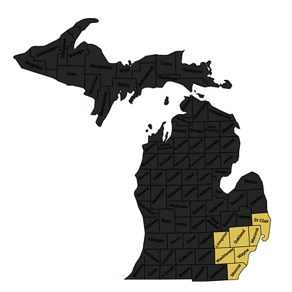 image of Michigan with highlighted counties